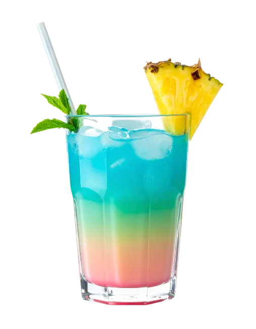 Layered Blue and Pink Tropical Cocktail