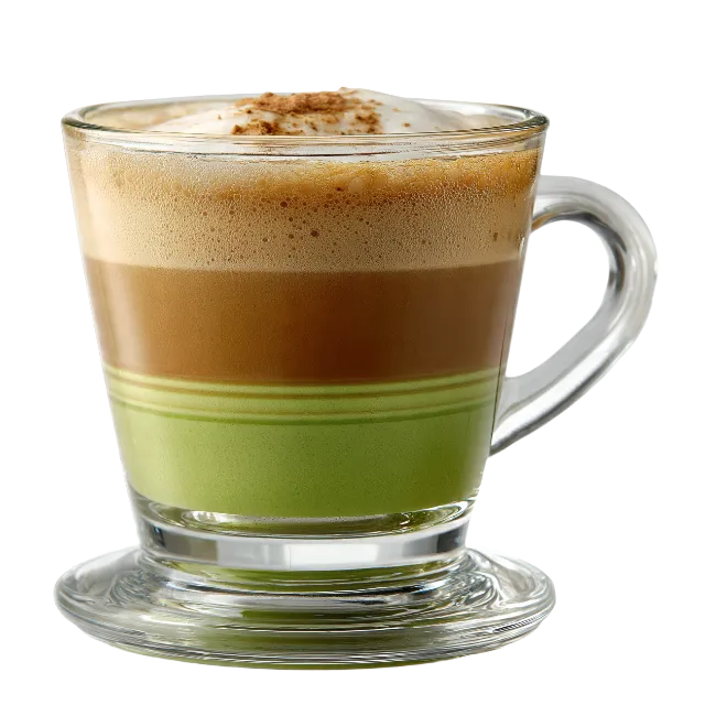 Layered Matcha Latte in Glass Cup