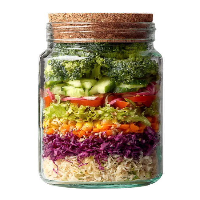 Layered Salad in Glass Jar