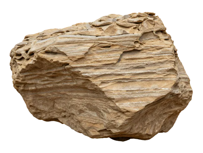Layered Sedimentary Rock Boulder