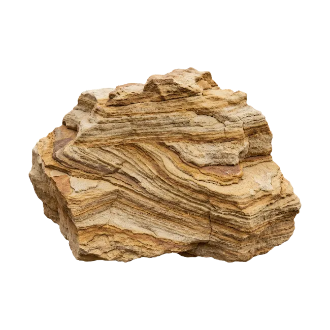 Layered Sedimentary Rock Formation Isolated