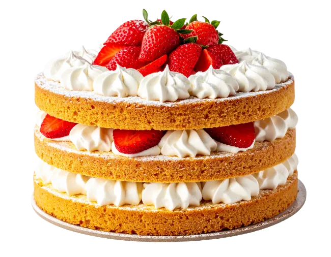 Layered Strawberry Cake with Whipped Cream