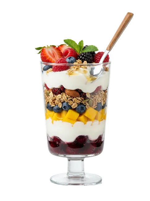 Layered Yogurt Parfait with Fruits and Granola