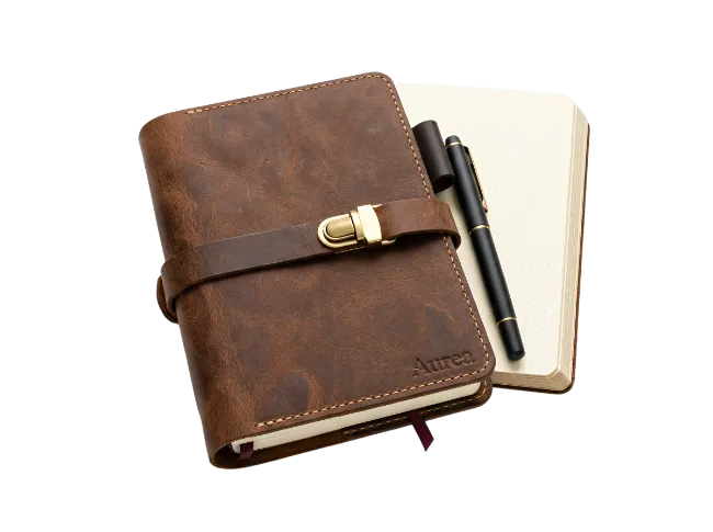 Leather Journal with Notebook and Pen