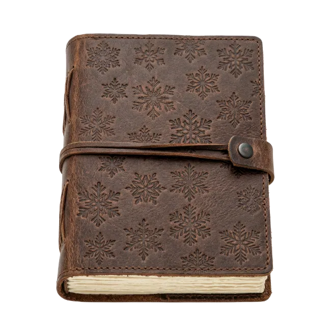Leather Journal with Snowflake Pattern