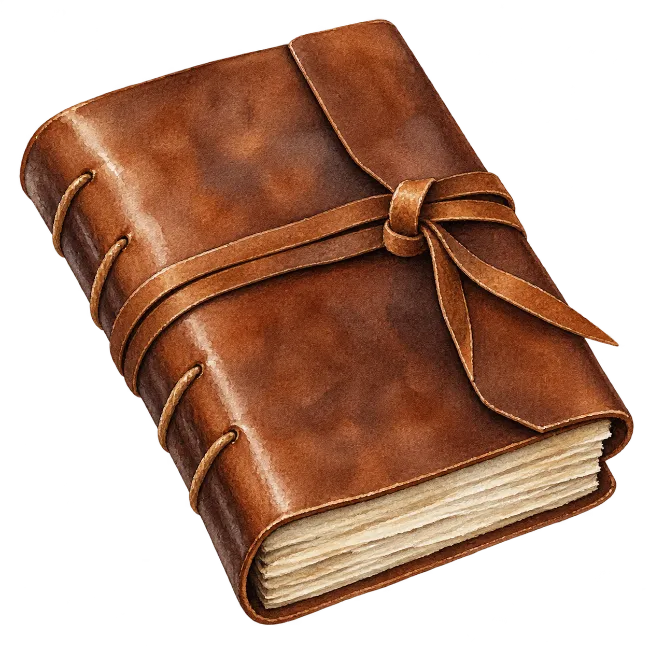 Leather Journal with Tied Strap Illustration