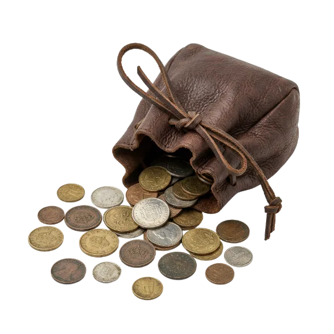 Leather Pouch With Coins