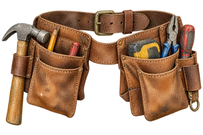 Leather Tool Belt with Hand Tools Illustration