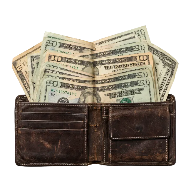 Leather Wallet Filled With US Dollars