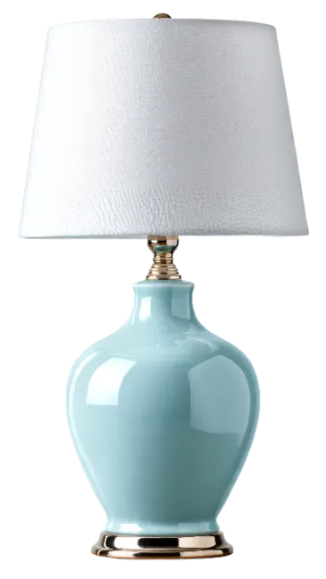 Light Blue Ceramic Table Lamp with White Shade