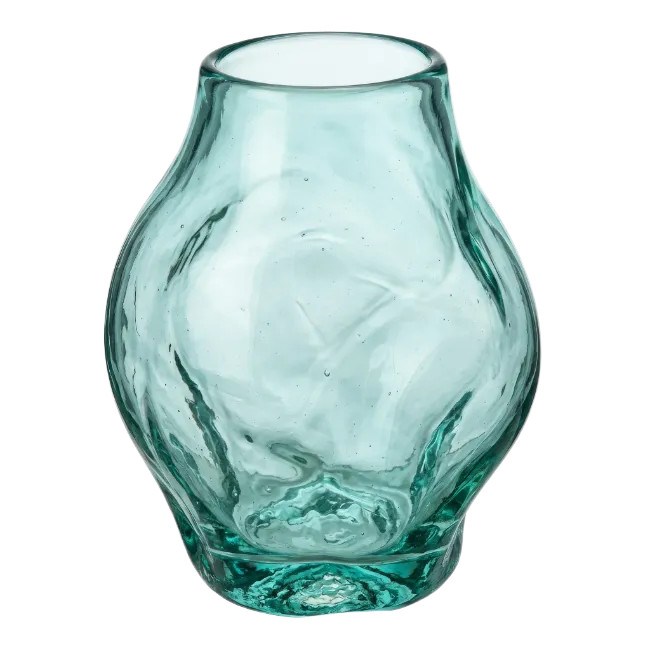Light blue glass vase with organic shape