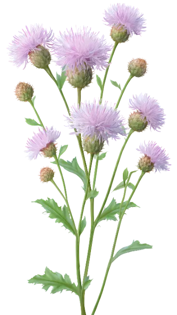 Light Purple Thistle Wildflowers with Green Stems