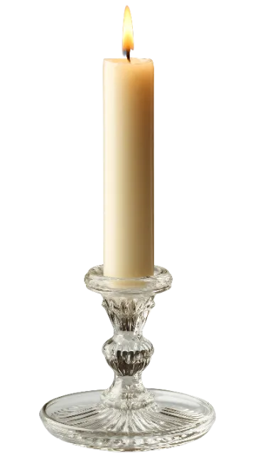 Lit Candle in Crystal Candlestick