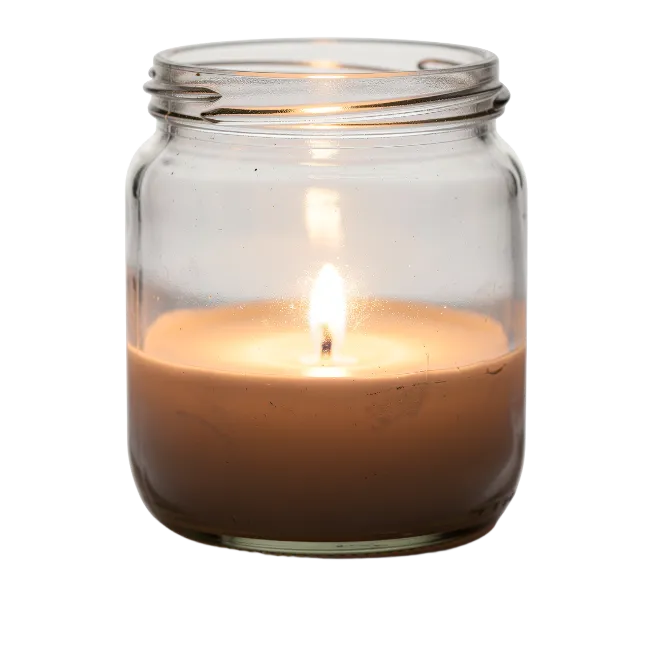 Lit Candle in Glass Jar