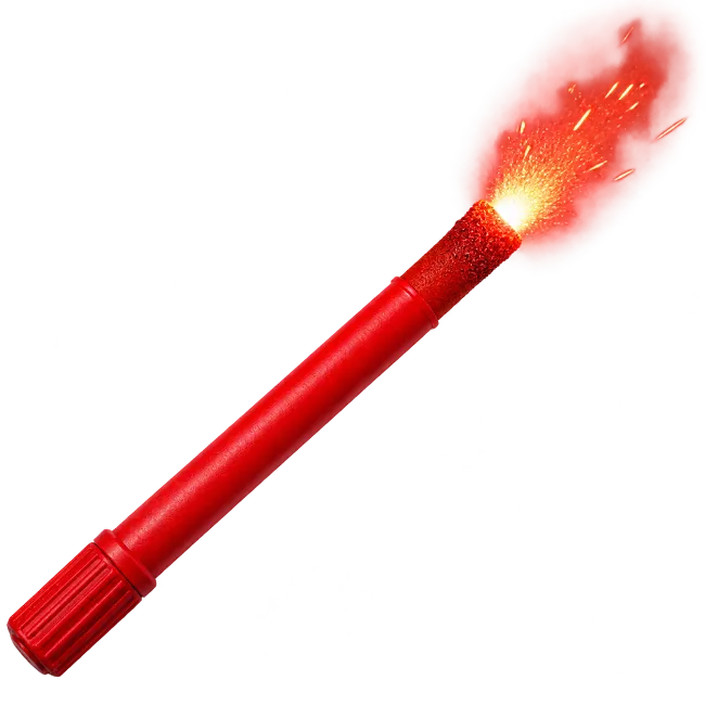 Lit Red Emergency Flare