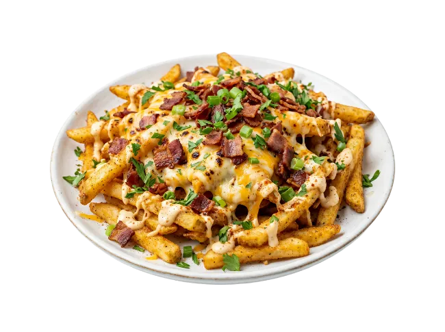 Loaded French Fries with Cheese and Bacon