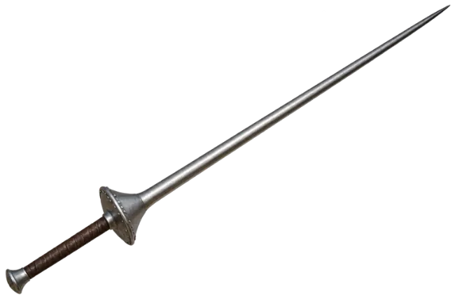 Long Metal Rapier Sword with Leather Wrapped Handle
