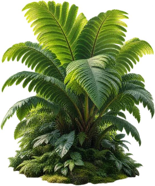 Lush Tropical Fern Bush with Green Foliage