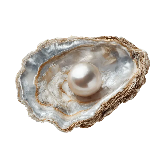 Lustrous Pearl Inside Open Oyster Shell