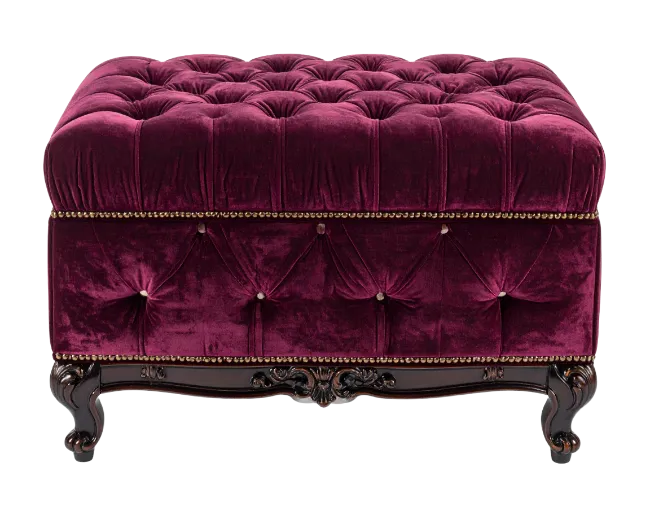 Luxurious Tufted Velvet Ottoman in Deep Red