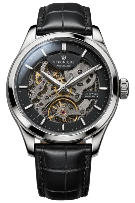 Luxury Automatic Skeleton Watch with Leather Strap