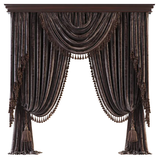 Luxury Brown Velvet Curtains with Tassels