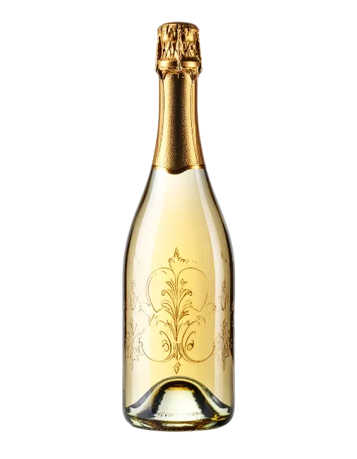 Luxury Champagne Bottle with Golden Floral Etching