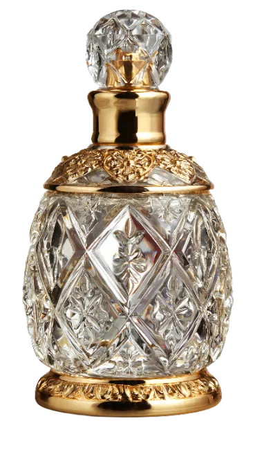 Luxury Crystal Perfume Bottle with Gold Accents