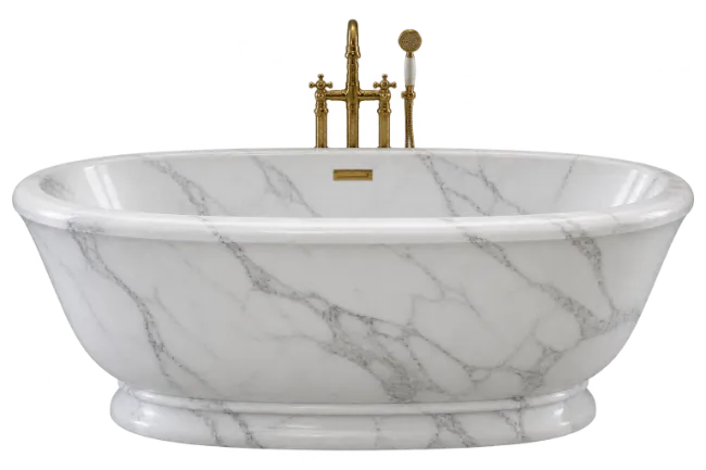 Luxury Marble Bathtub with Gold Fixtures