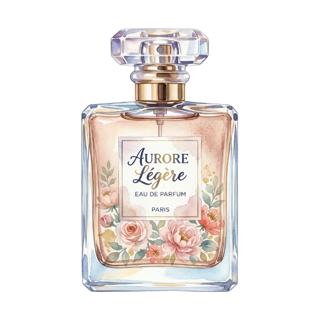 Luxury Perfume Bottle with Floral Illustration