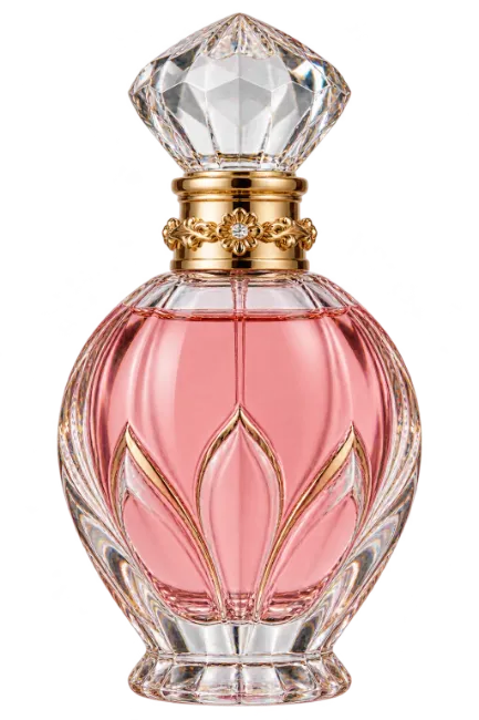 Luxury Pink Perfume Bottle with Ornate Crystal Cap