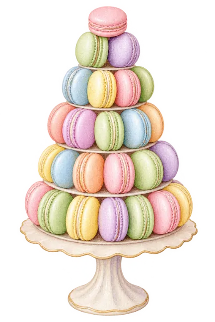 Macaron Tower on Cake Stand