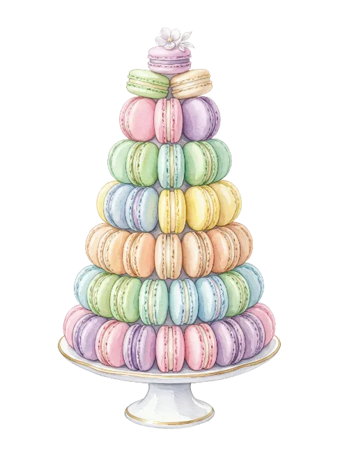Macaron Tower on Dessert Stand