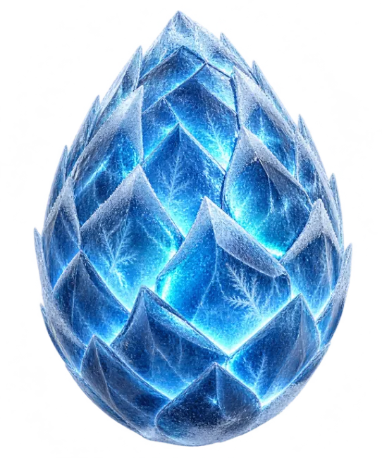 Magical Blue Crystal Dragon Egg with Ice Texture