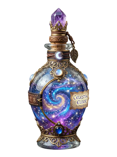 Magical Celestial Elixir Potion Bottle
