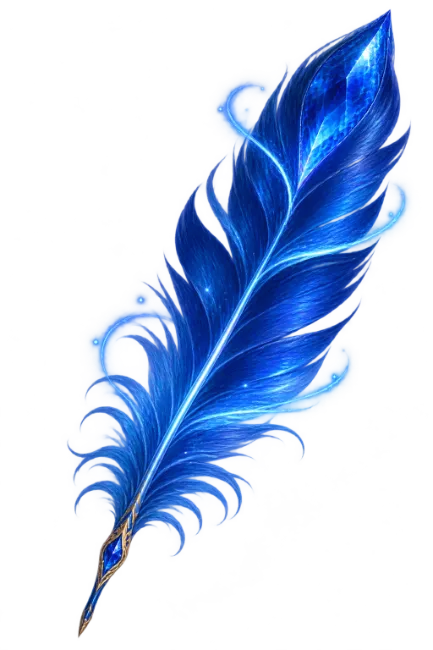 Magical Glowing Blue Feather Illustration