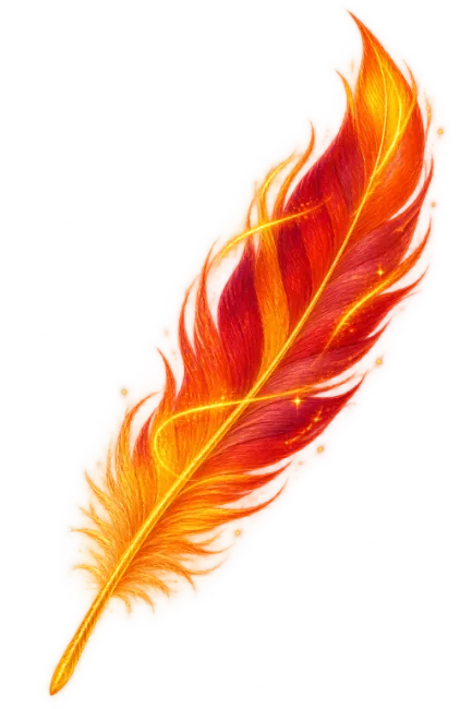 Magical Glowing Fire Feather Illustration