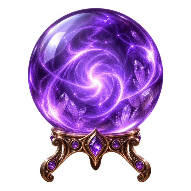 Magical Purple Crystal Ball with Swirling Energy