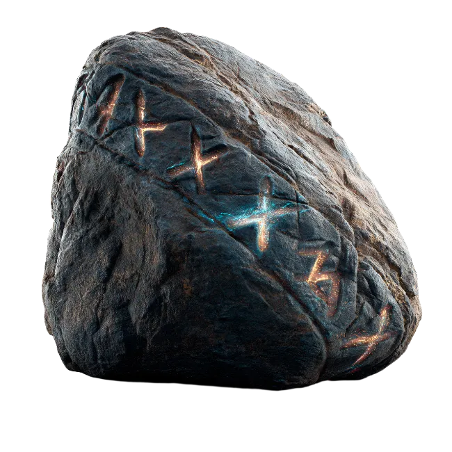 Magical Rune Stone with Glowing Symbols