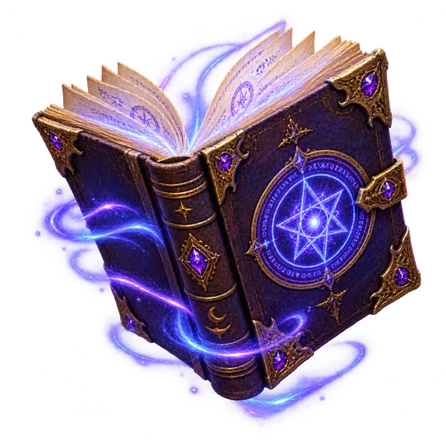 Magical Spellbook with Purple Glow