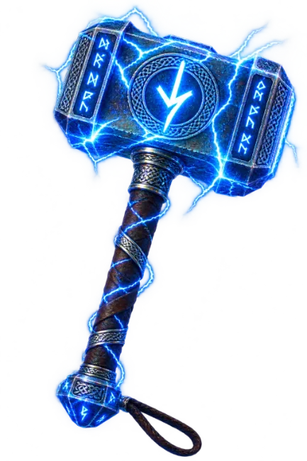 Magical Thor Hammer with Blue Lightning