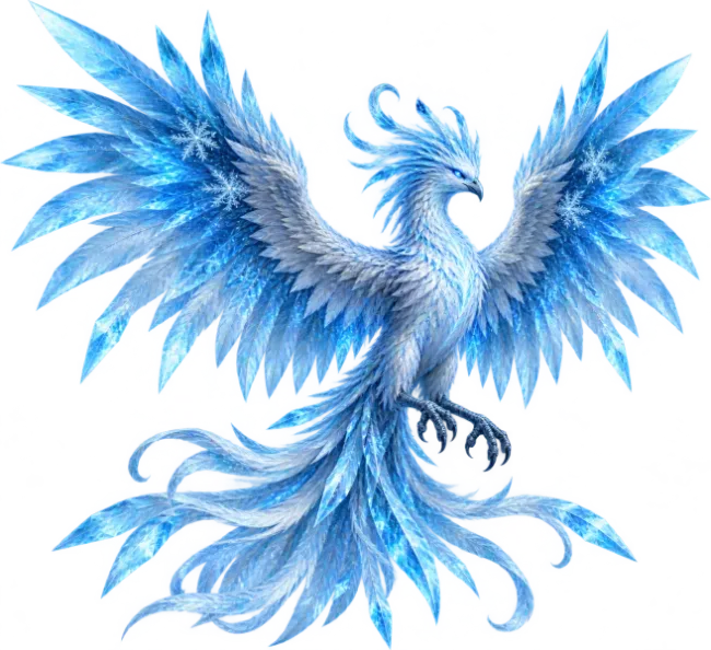 Majestic Blue Ice Phoenix Bird