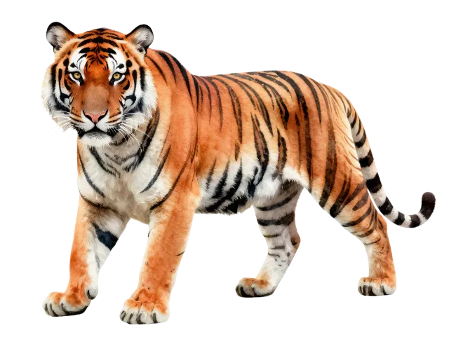 Majestic Tiger Walking Full Body Illustration