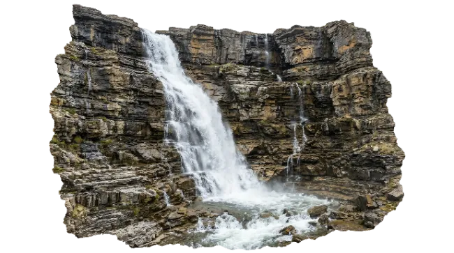 Majestic Waterfall Flowing Down Rocky Cliff