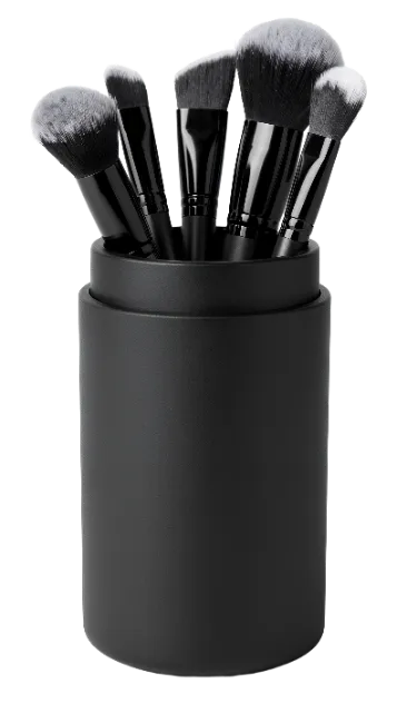 Makeup Brushes in a Black Holder