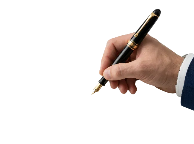 Man Hand Writing with Fountain Pen