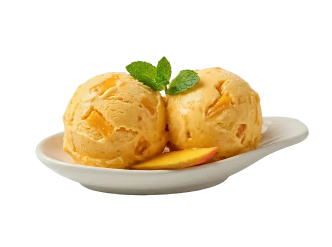 Mango Ice Cream Scoops in a Bowl