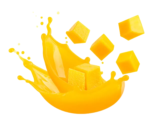 Mango Juice Splash with Fruit Cubes