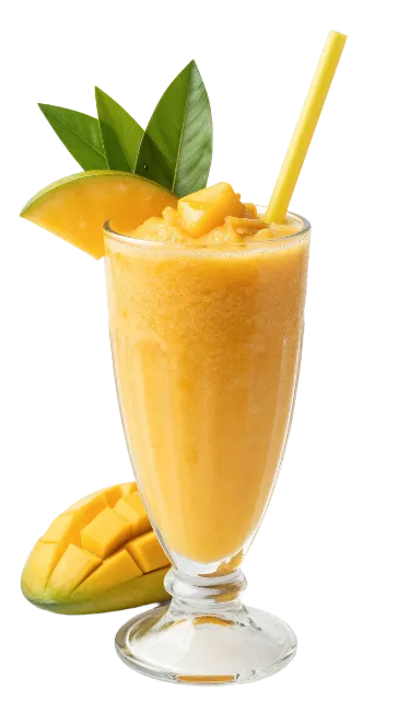 Mango Smoothie in Glass with Fresh Fruit