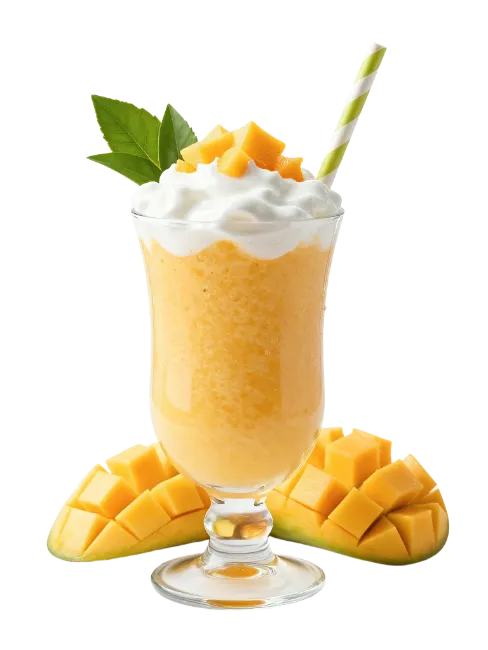 Mango Smoothie with Whipped Cream and Straw